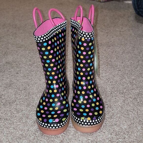 New Western Chief Diva Dot LED Light Up Rubber Rain Boots Size 1 - Picture 2 of 9